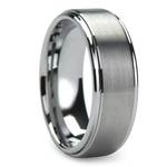 Raised Centered Carbide Tungsten Mens Wedding Ring with Brushed Finish (8mm) | Thumbnail 02