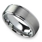Raised Centered Carbide Tungsten Mens Wedding Ring with Brushed Finish (8mm) | Thumbnail 01
