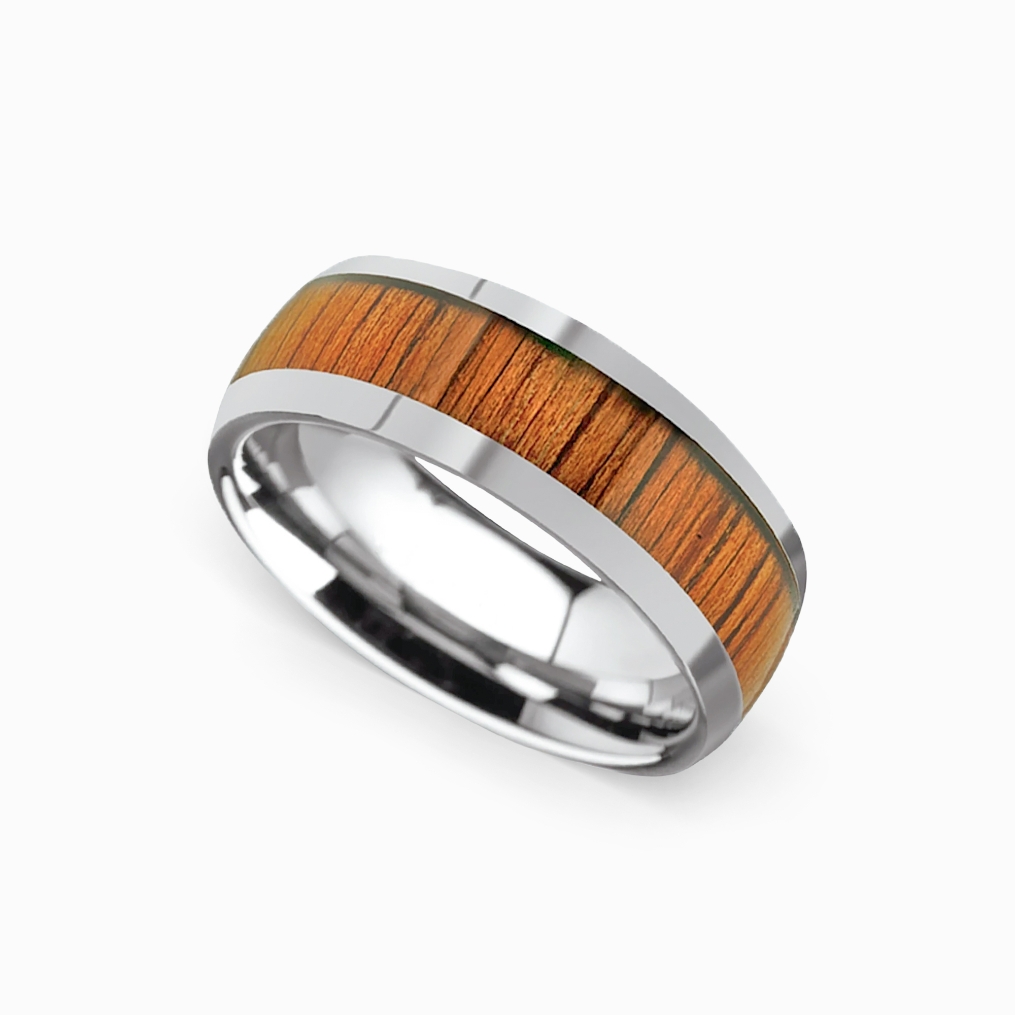 Riptide - Tungsten Mens Ring with Koa Wood Inlay