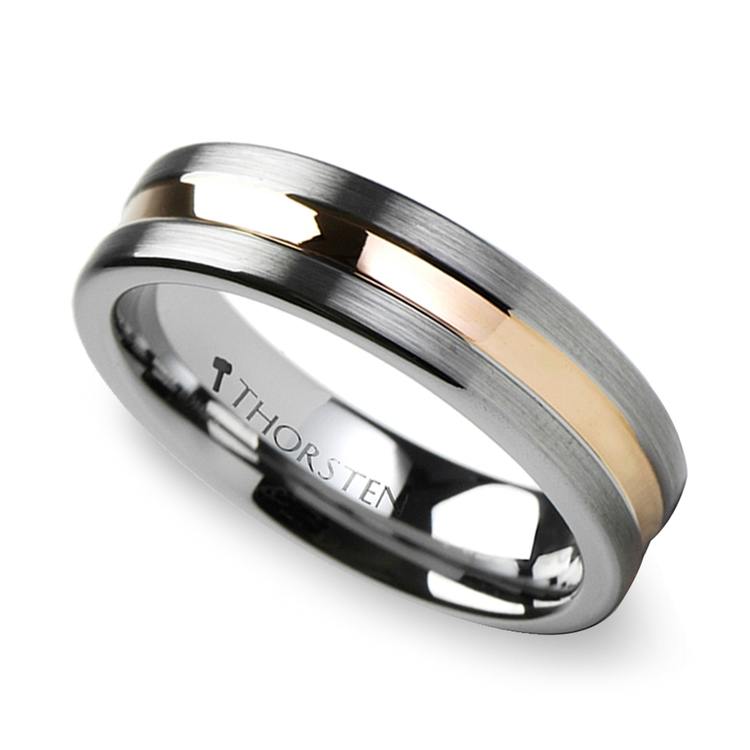 Tungsten And Rose Gold Wedding Ring For Men (6mm) | Zoom