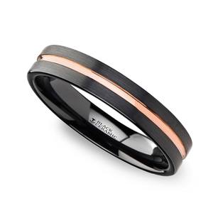 Black And Rose Gold Wedding Ring In Ceramic (4 mm)