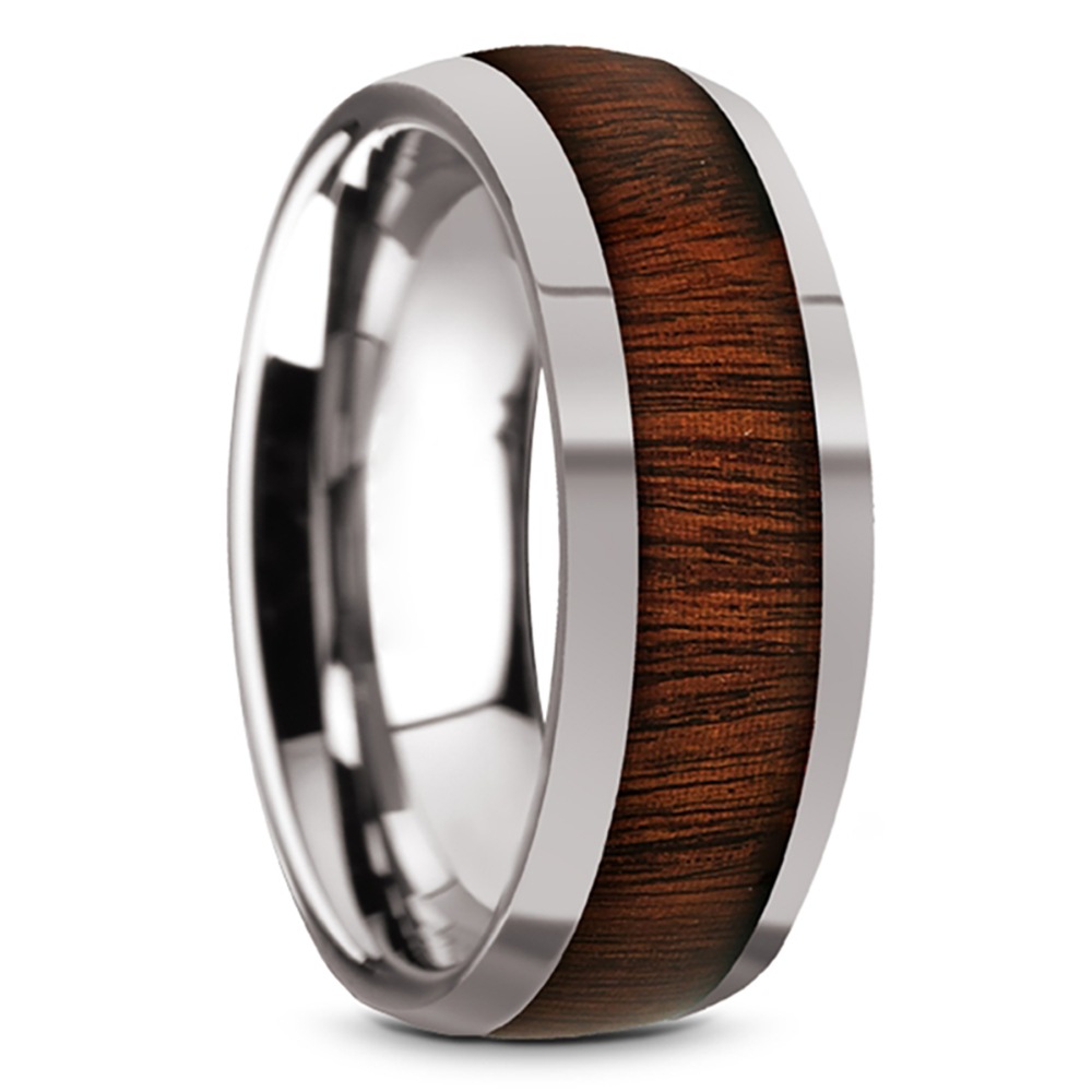 Ironside - Domed Tungsten Mens Band with Rosewood Inlay (8mm) | 02