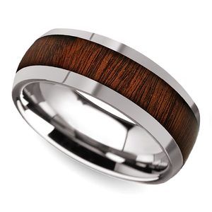 Ironside - Domed Tungsten Mens Band with Rosewood Inlay (8mm)