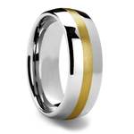 Equator - Rounded Tungsten Mens Band with 14K Brushed Yellow Gold Inlay (8mm) | Thumbnail 02