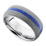 Mens Blue Lapis Inlay Wedding Ring In Cobalt With Sandblasted Finish | Thumbnail 01