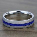 Mens Blue Lapis Inlay Wedding Ring In Cobalt With Sandblasted Finish | Thumbnail 03