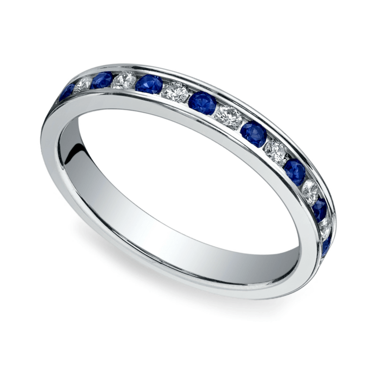 Diamond & Sapphire Eternity Ring in Platinum | Zoom