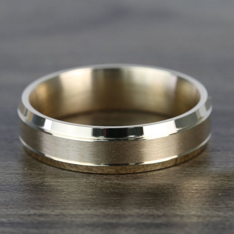 Satin Beveled Men's Wedding Ring in Yellow Gold (6mm) | 03