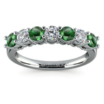 Seven Diamond & Emerald Wedding Ring in Platinum | Thumbnail 02