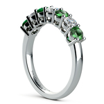 Seven Diamond & Emerald Wedding Ring in Platinum | Thumbnail 04