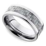 Titanium Mens Inlay Wedding Band With Silver Carbon Fiber (6mm) | Thumbnail 01