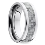 Titanium Mens Inlay Wedding Band With Silver Carbon Fiber (6mm) | Thumbnail 02