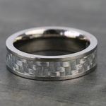 Titanium Mens Inlay Wedding Band With Silver Carbon Fiber (6mm) | Thumbnail 03