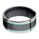 Sleek Lustor - Titanium Black with Turquoise Accents Mens Band (8mm) | Thumbnail 03