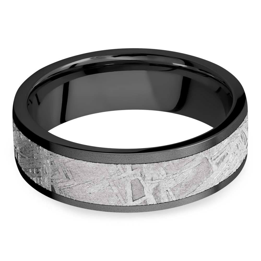 Stardust - Mens Sandblasted Zirconium Ring With Meteorite Inlay (7mm) | 03