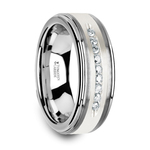 Step Edge Channel Set Men's Diamond Wedding Ring in Tungsten (8mm) | Thumbnail 02