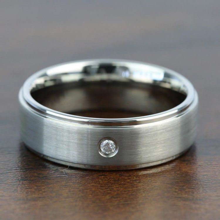 Step Edge Inset Diamond Men's Wedding Ring in Tungsten (8mm) | 03