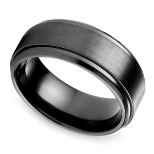 Step Edge Men's Wedding Ring in Black Titanium (9mm)