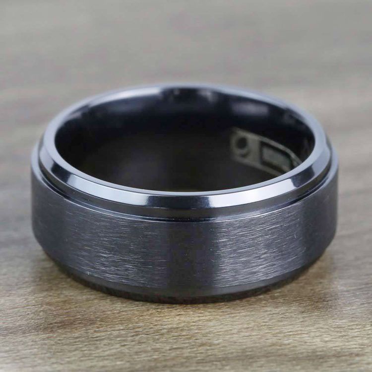 Step Edge Men's Wedding Ring in Black Titanium (9mm) | 03