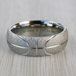 Mens Basketball Wedding Band In Titanium With Stipple Finish (7mm) | Thumbnail 03