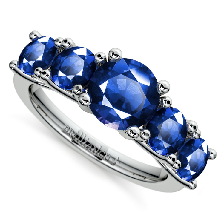 Trellis Five Sapphire Gemstone Ring in Platinum | 01