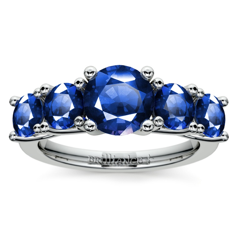 Trellis Five Sapphire Gemstone Ring in Platinum | 02