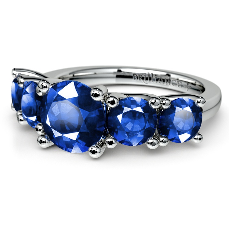 Trellis Five Sapphire Gemstone Ring in Platinum | 05
