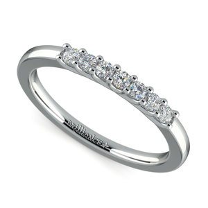 White Gold Seven Stone Diamond Band Ring (Trellis Design)