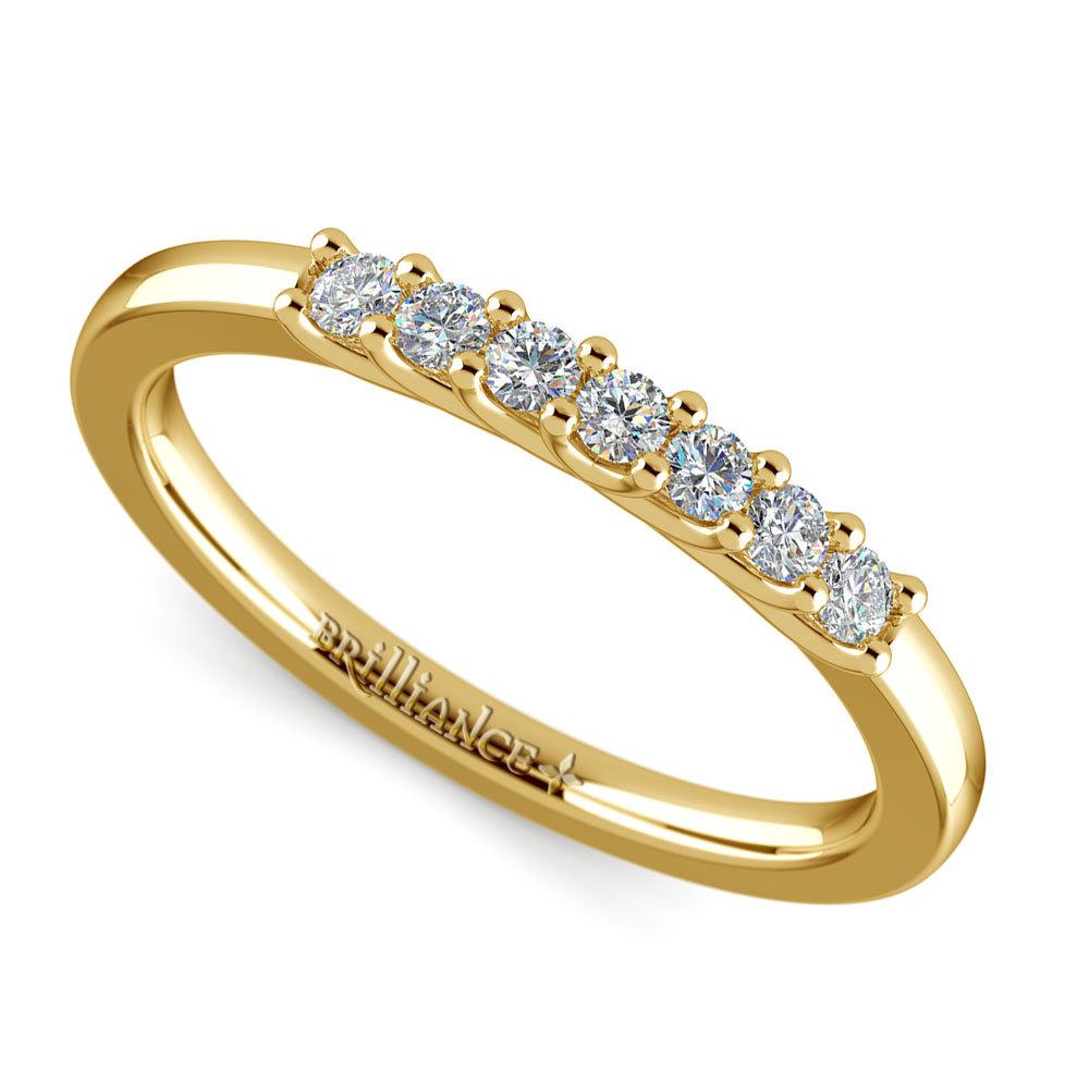 Gold Seven Stone Diamond Band Ring - Trellis Design