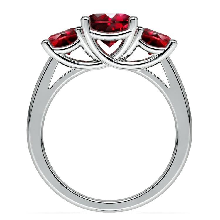 Trellis Three Ruby Gemstone Ring in White Gold | 03