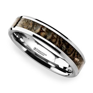 Tungsten Dinosaur Bone Inlay Wedding Ring (4mm)