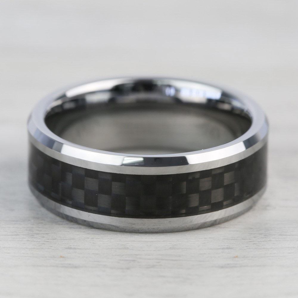 Tungsten Men's Wedding Ring with Black Carbon Fiber Inlay (8mm) | 03