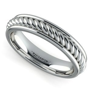 Twisted Rope Comfort Fit Wedding Ring in White Gold