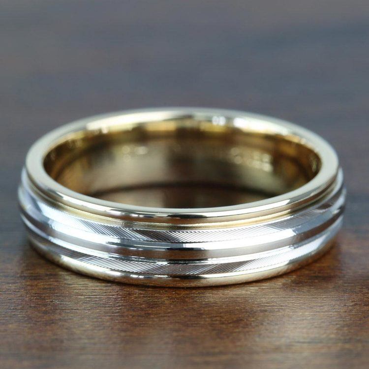 14K White And Yellow Gold Mens Wedding Band (6mm) | 03