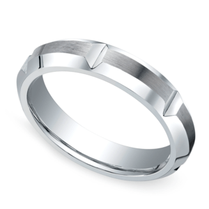 Vertical Grooved Men's Wedding Ring in Cobalt (5mm)