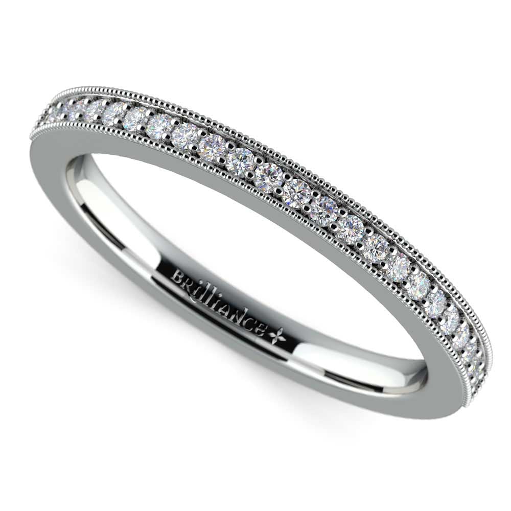 Vintage Milgrain Diamond Wedding Ring in Platinum