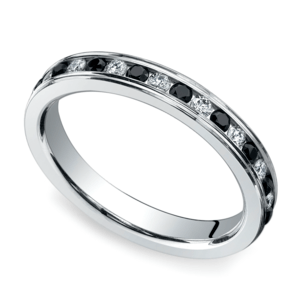 White & Black Diamond Eternity Ring in Platinum