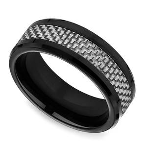 White Carbon Fiber Men's Wedding Ring in Cobalt (8mm)