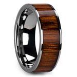 Wide Koa Wood Inlay Men's Wedding Ring in Tungsten (8mm) | Thumbnail 02