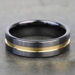 Black Ceramic Men's Wedding Ring with Yellow Groove (6mm) | Thumbnail 04