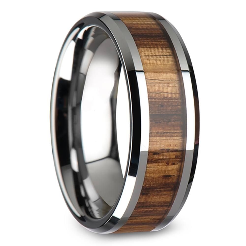 Mens Zebra Wood Inlay Tungsten Wedding Band - The Expedition (8mm) | 02