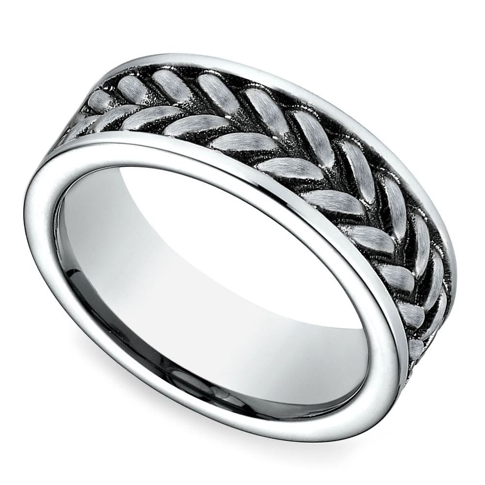 Cobalt Mens Wedding Ring With Zipper Pattern | Zoom
