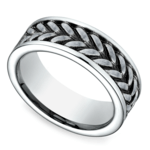 Cobalt Mens Wedding Ring With Zipper Pattern | Thumbnail 01