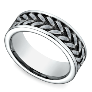 Cobalt Mens Wedding Ring With Zipper Pattern