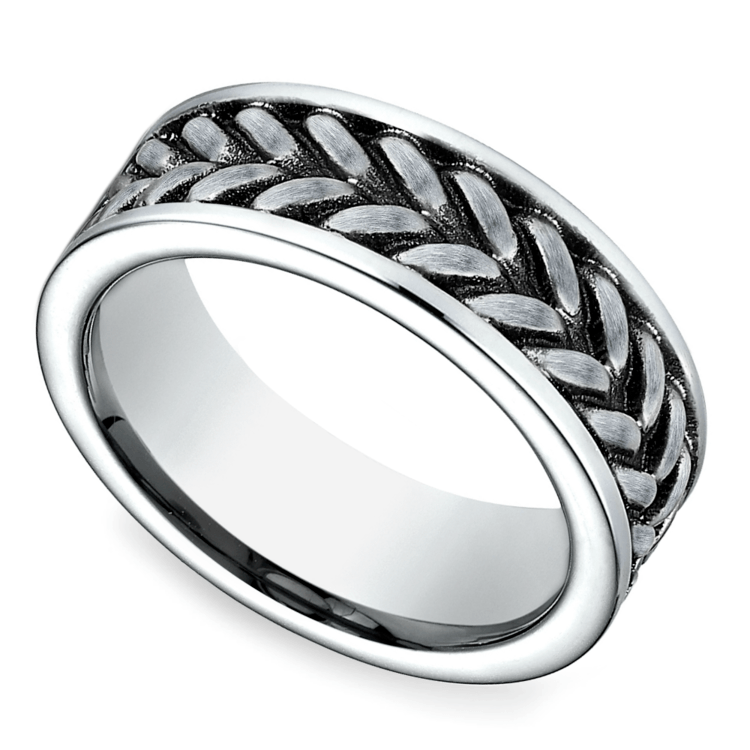 Zippered Pattern Men's Wedding Ring in Cobalt