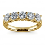 Five Diamond Wedding Ring in Yellow Gold (1 1/2 ctw)