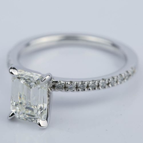 Petite Pave 1.51 Carat Emerald Diamond Engagement Ring