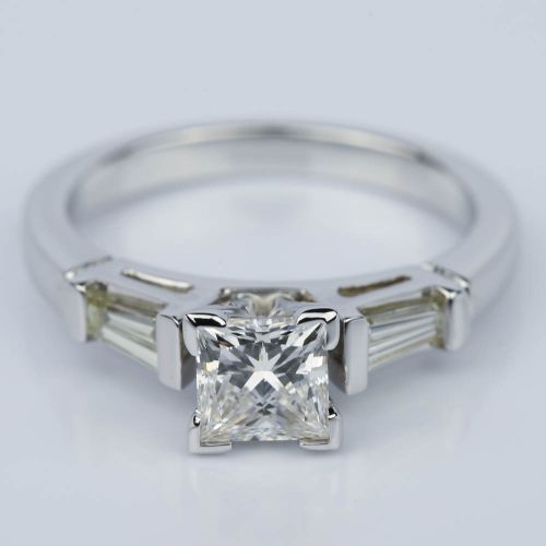 Princess Cut Baguette Diamond Ring 1/3 Ctw in White Gold (0.74 ct.)