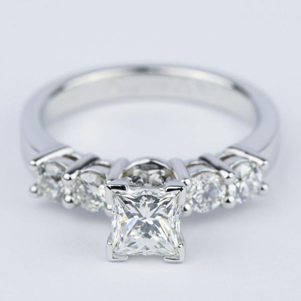 Five-Diamond Engagement Ring with Princess Cut Diamond