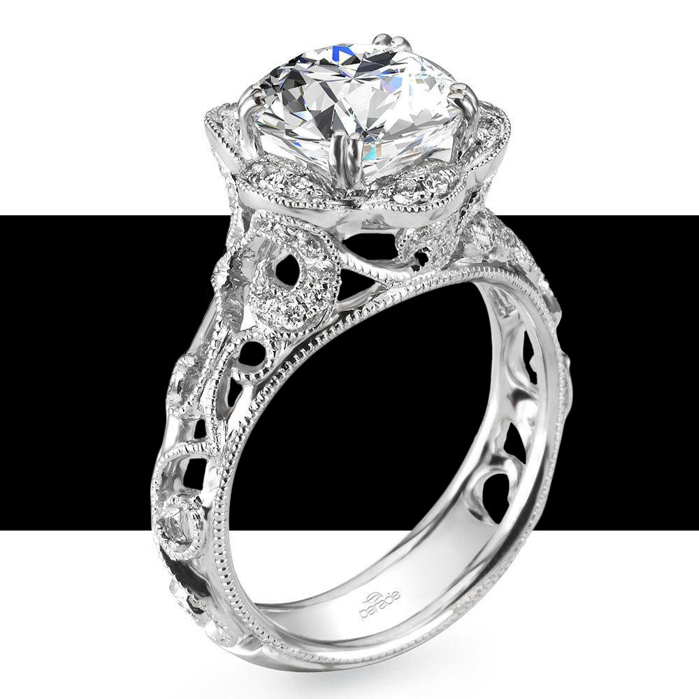 vintage floral halo diamond engagement ring white gold